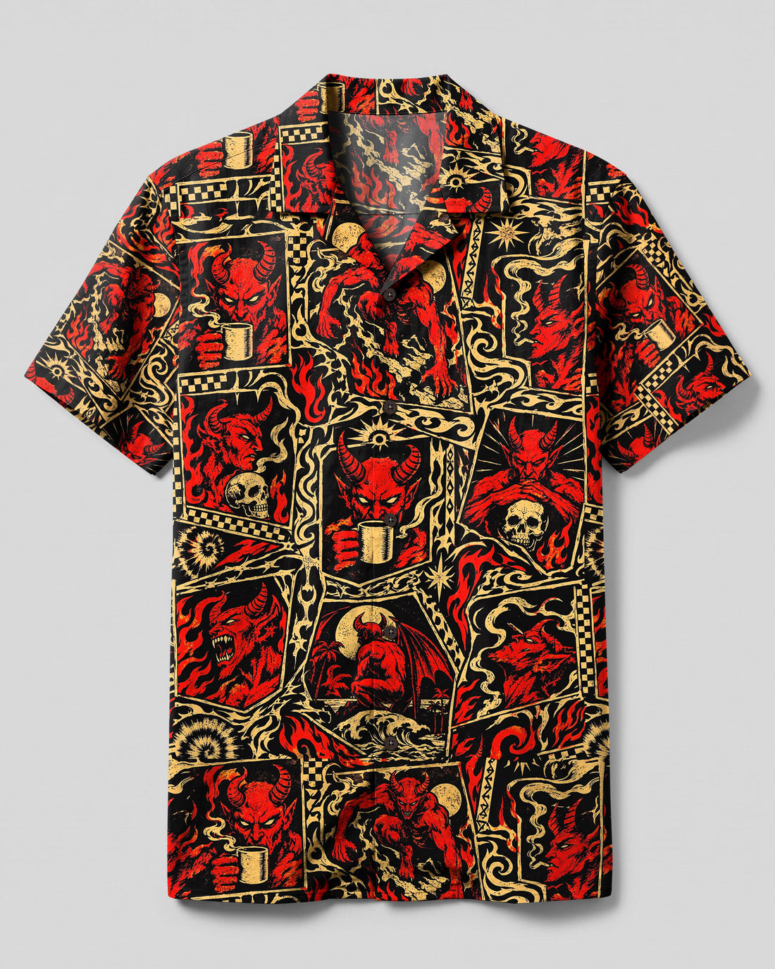 HELLFIRE DEVILS PATCHWORK CAMP SHIRT - YHHN2309262