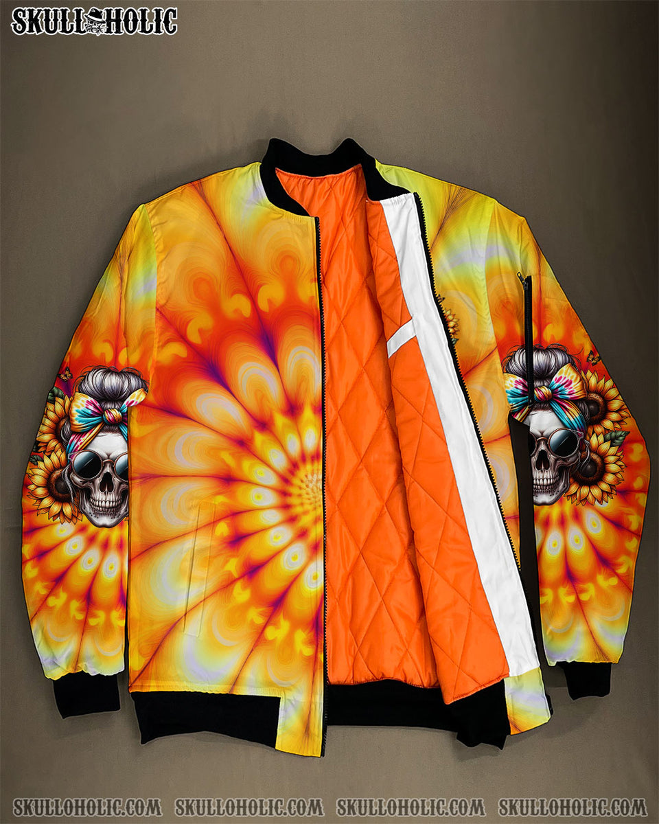 SHE IS SUNSHINE SKULL TIE DYE BOMBER JACKET TLTW0711237 Skulloholic