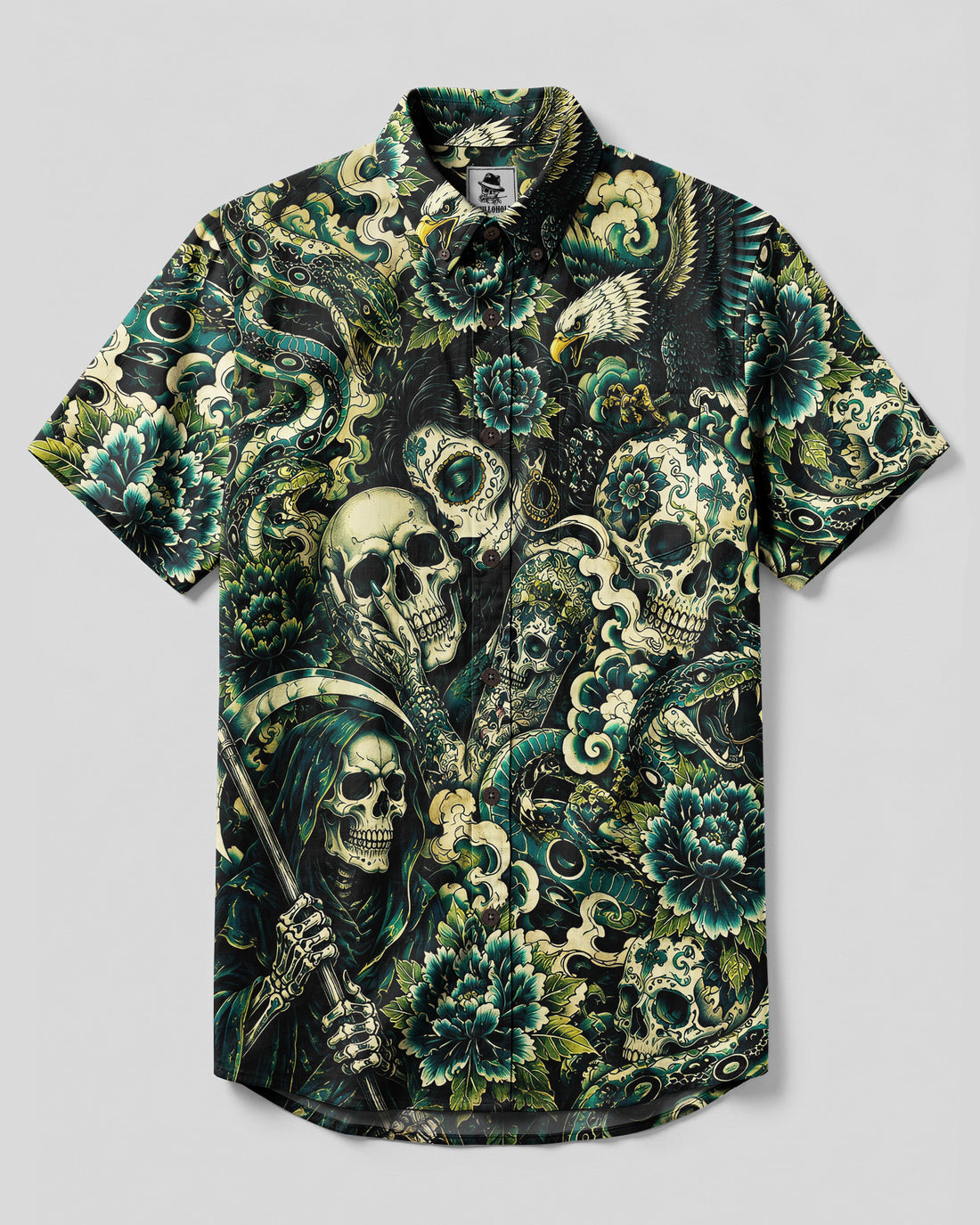 GOTHIC SKULL LADY BUTTON-DOWN COLLAR SHIRT - TLNO2008262