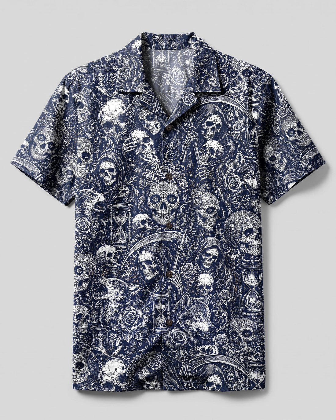 GOTHIC SKULL ETERNAL LEGACY CAMP SHIRT - TLHG2108262
