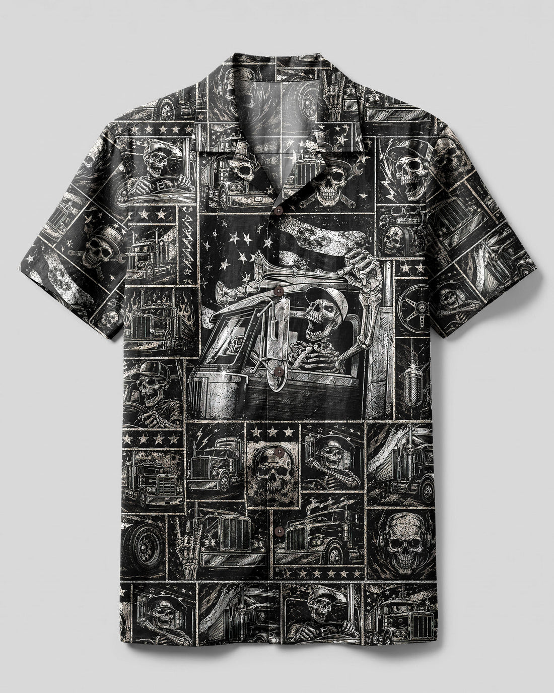 TRUCKER SKELETON PATCHWORK CAMP SHIRT - TLNT2508268
