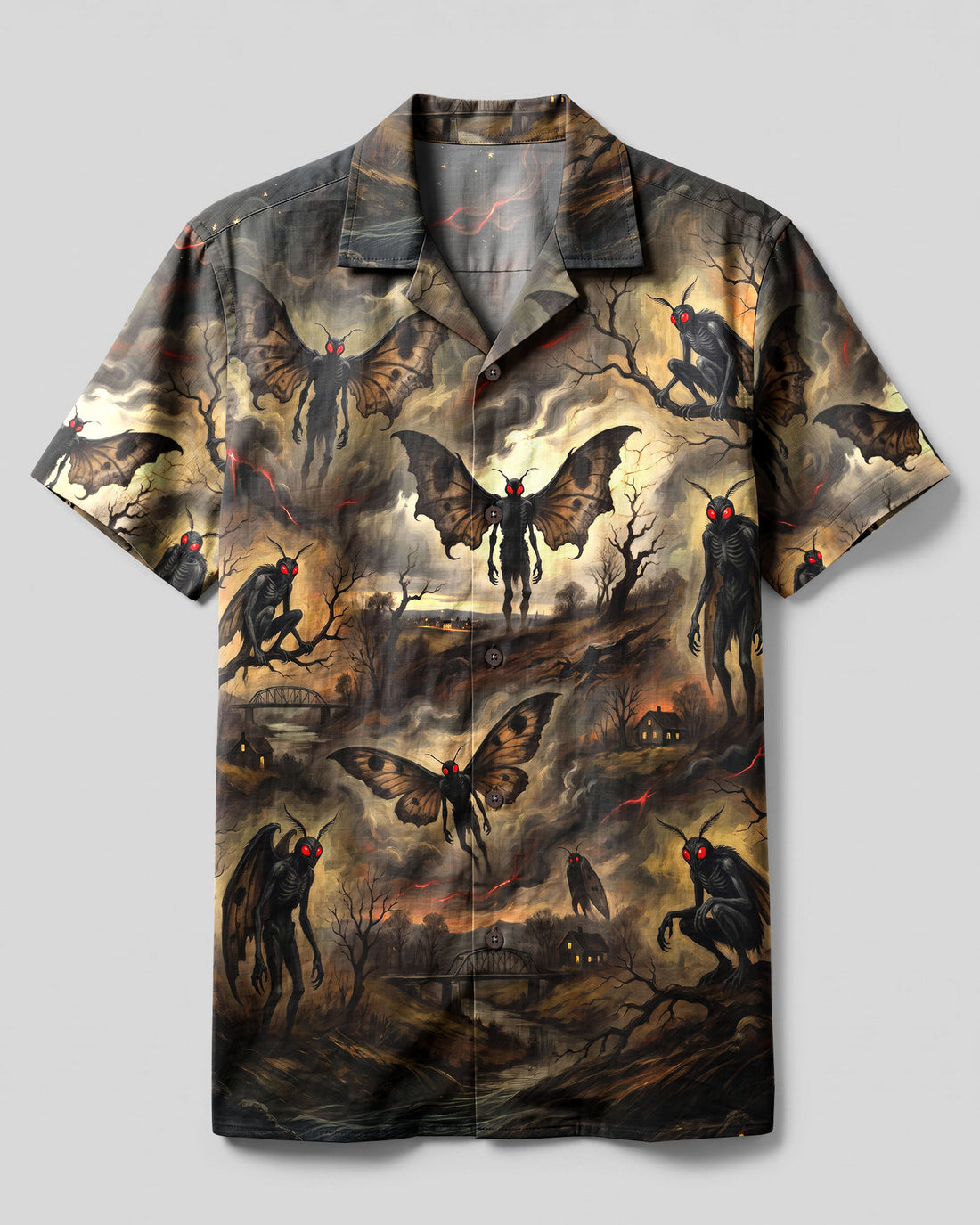 MOTHMAN HAUNTED NIGHTSCAPE CAMP SHIRT - TLNT2809264