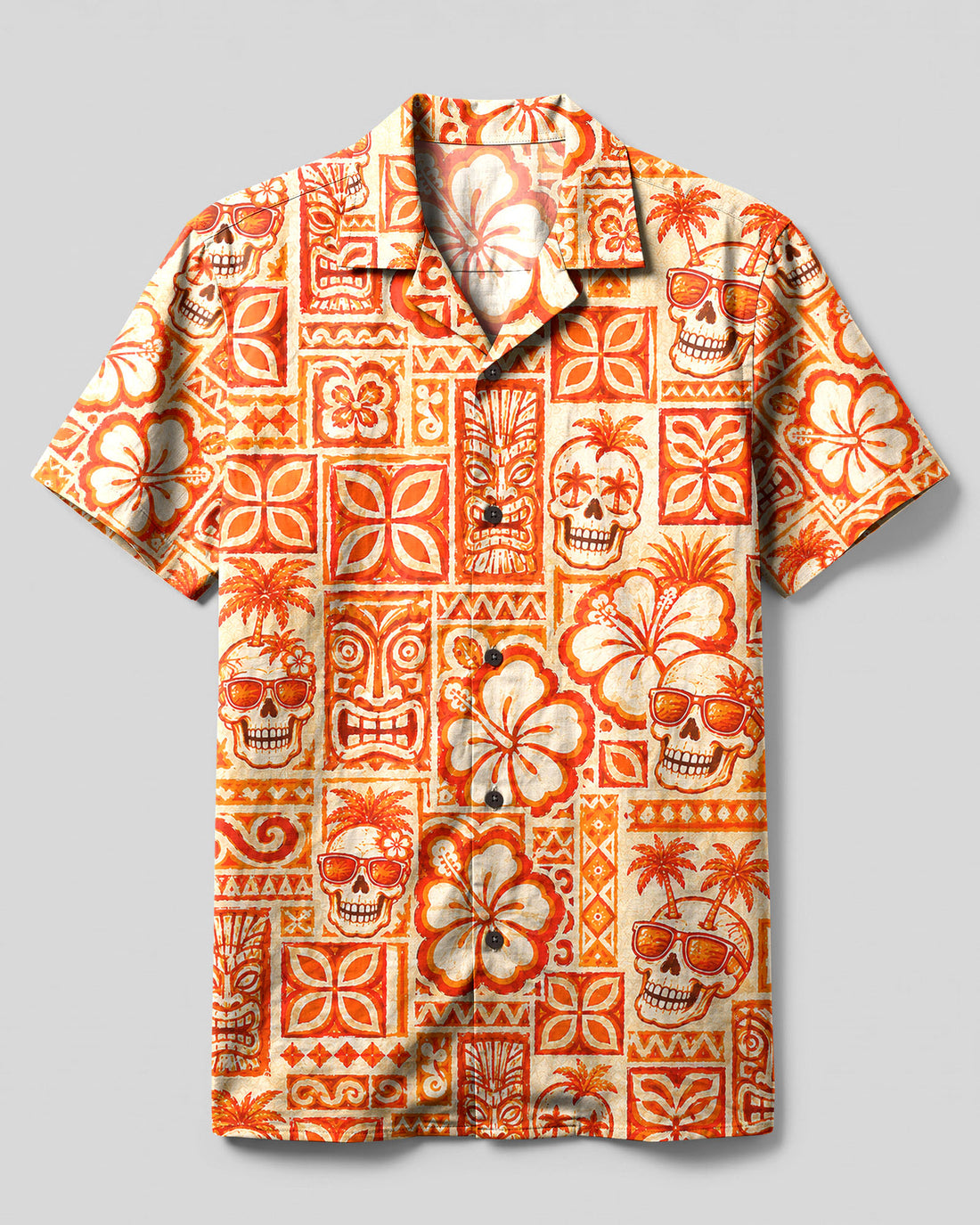 ALOHA SKULL PATCHWORK CAMP SHIRT - TLHG0608265