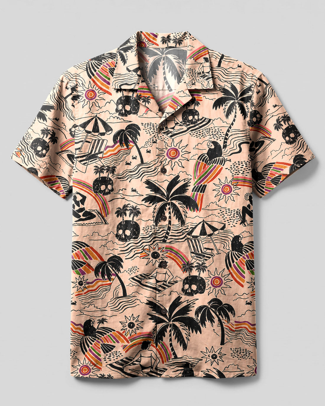 RETRO TROPICAL SKULL CAMP SHIRT - TLHG0608261