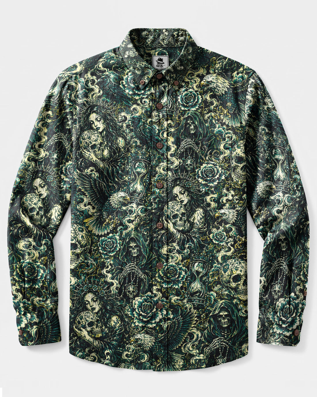 MYSTICAL SKULL DARK LEGACY LONG SLEEVE BUTTON-DOWN SHIRT - TLNT2108268