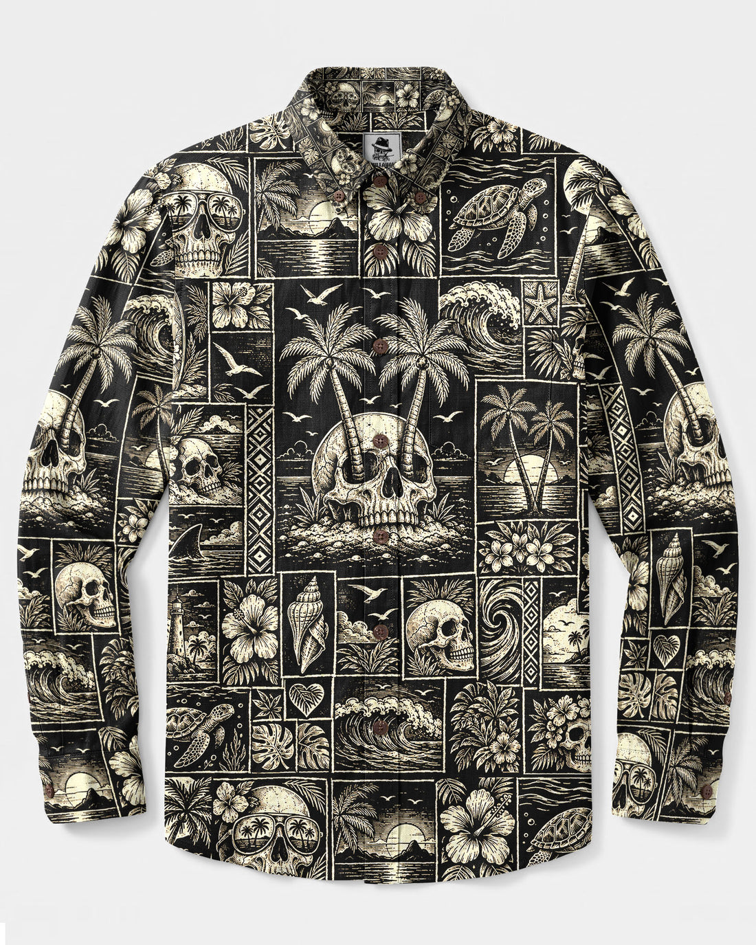 ISLAND SKULL GRID LONG SLEEVE BUTTON-DOWN SHIRT - TYLN2109266