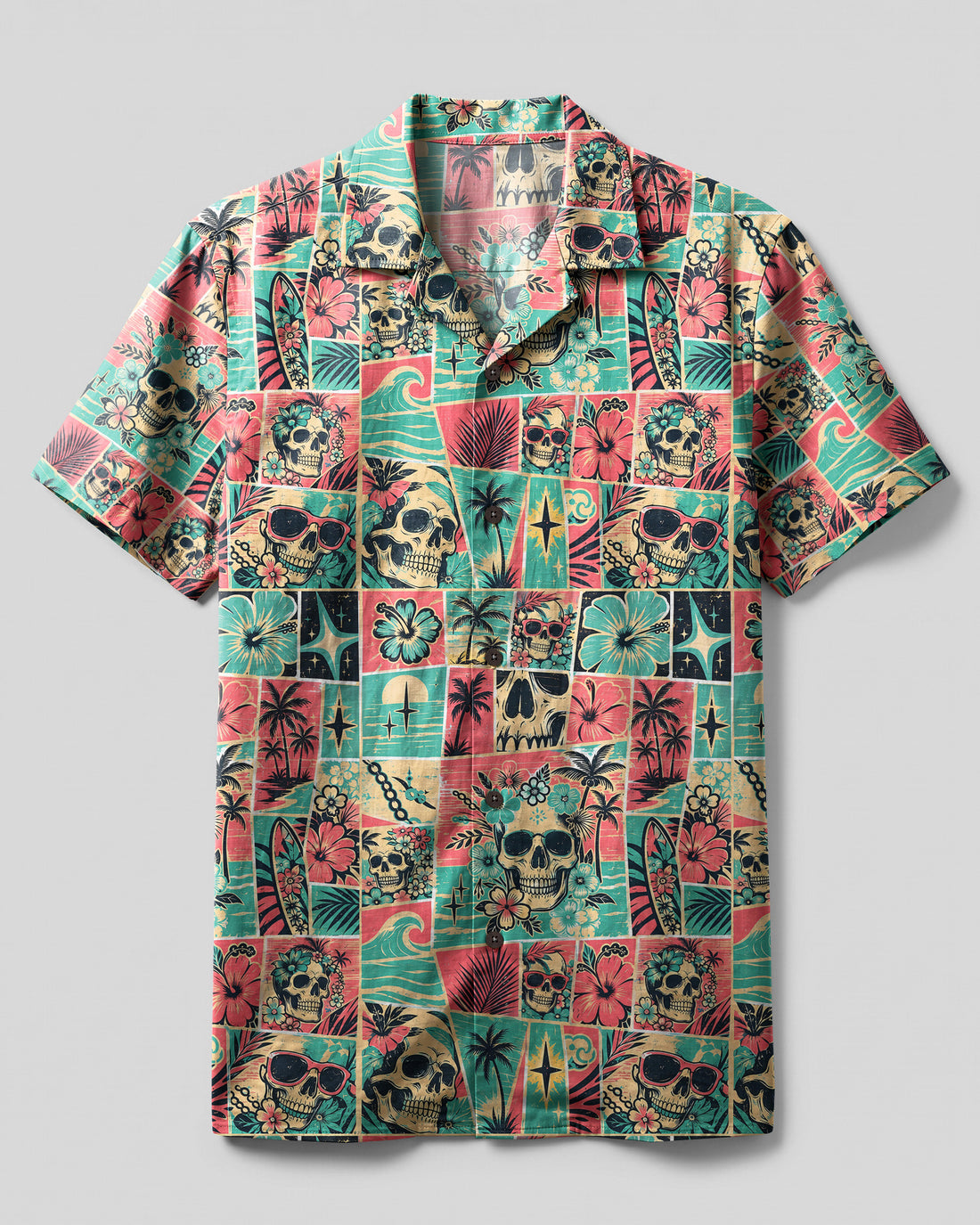 TROPICAL SKULL PARADISE CAMP SHIRT - TYQY1208265