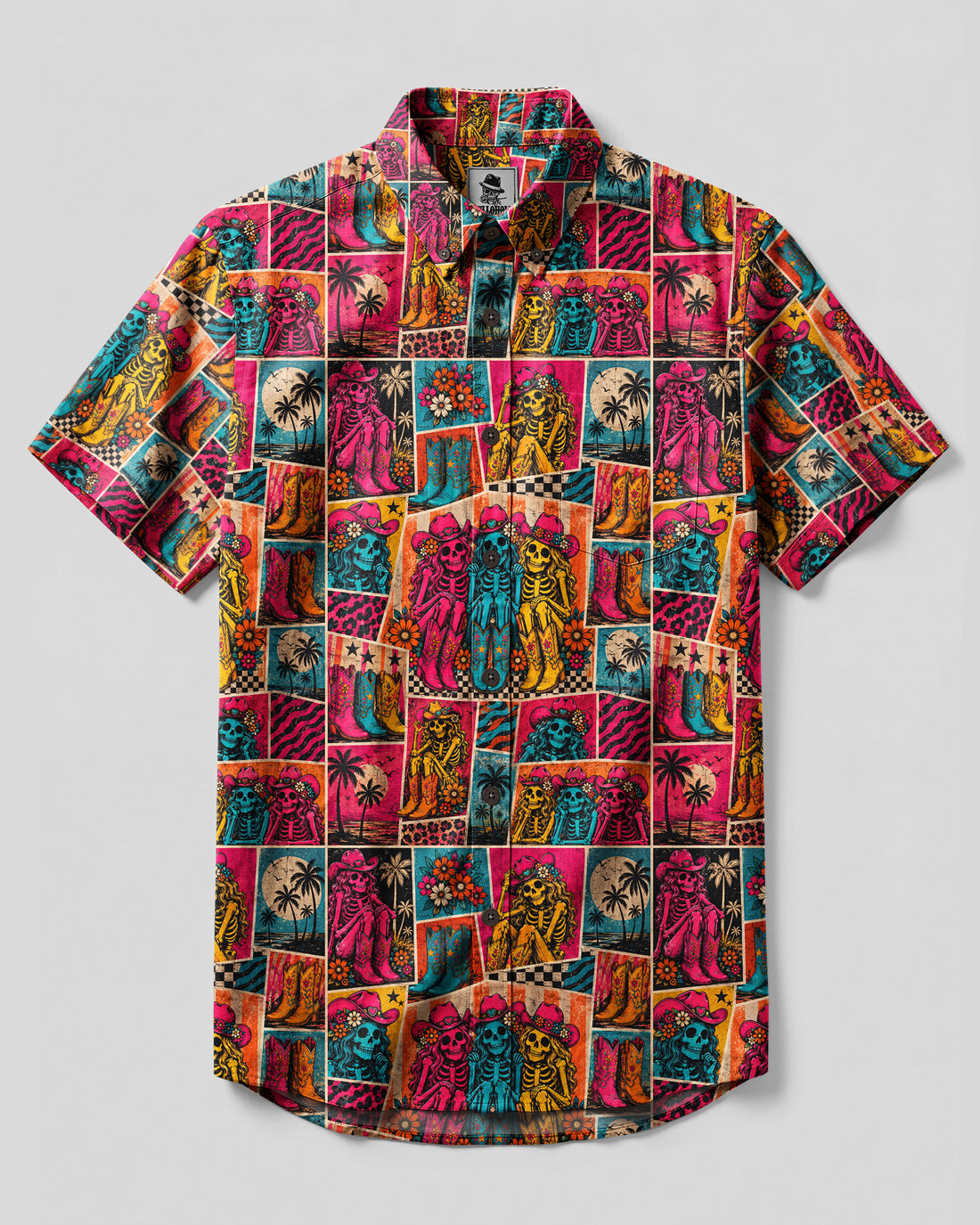 WILD WEST SKULL SISTERS BUTTON-DOWN COLLAR SHIRT - TYQY1308261
