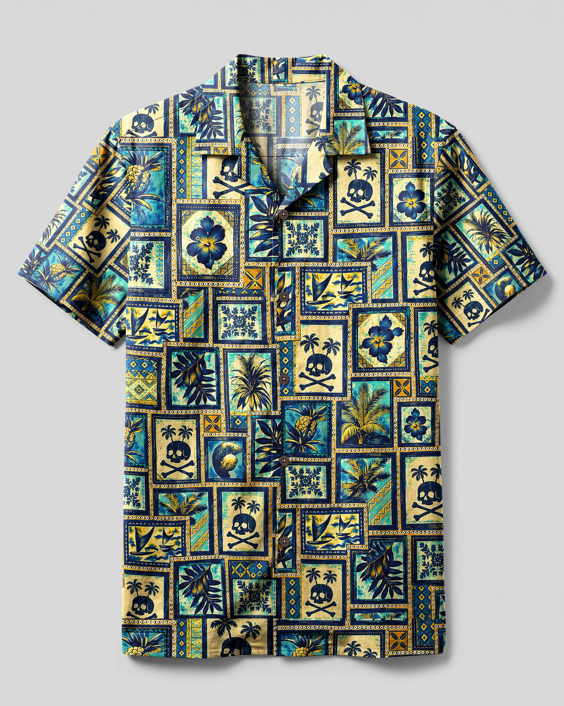 VINTAGE TROPICAL SKULL CAMP SHIRT - TLNT0508266