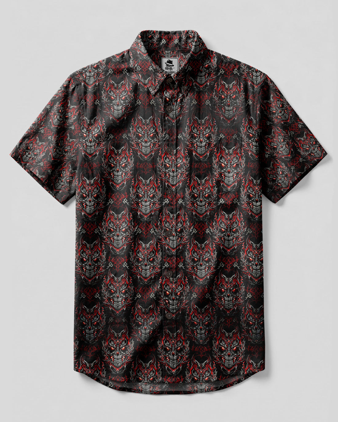 SKULL DEMON BUTTON-DOWN COLLAR SHIRT - TLHG0106261