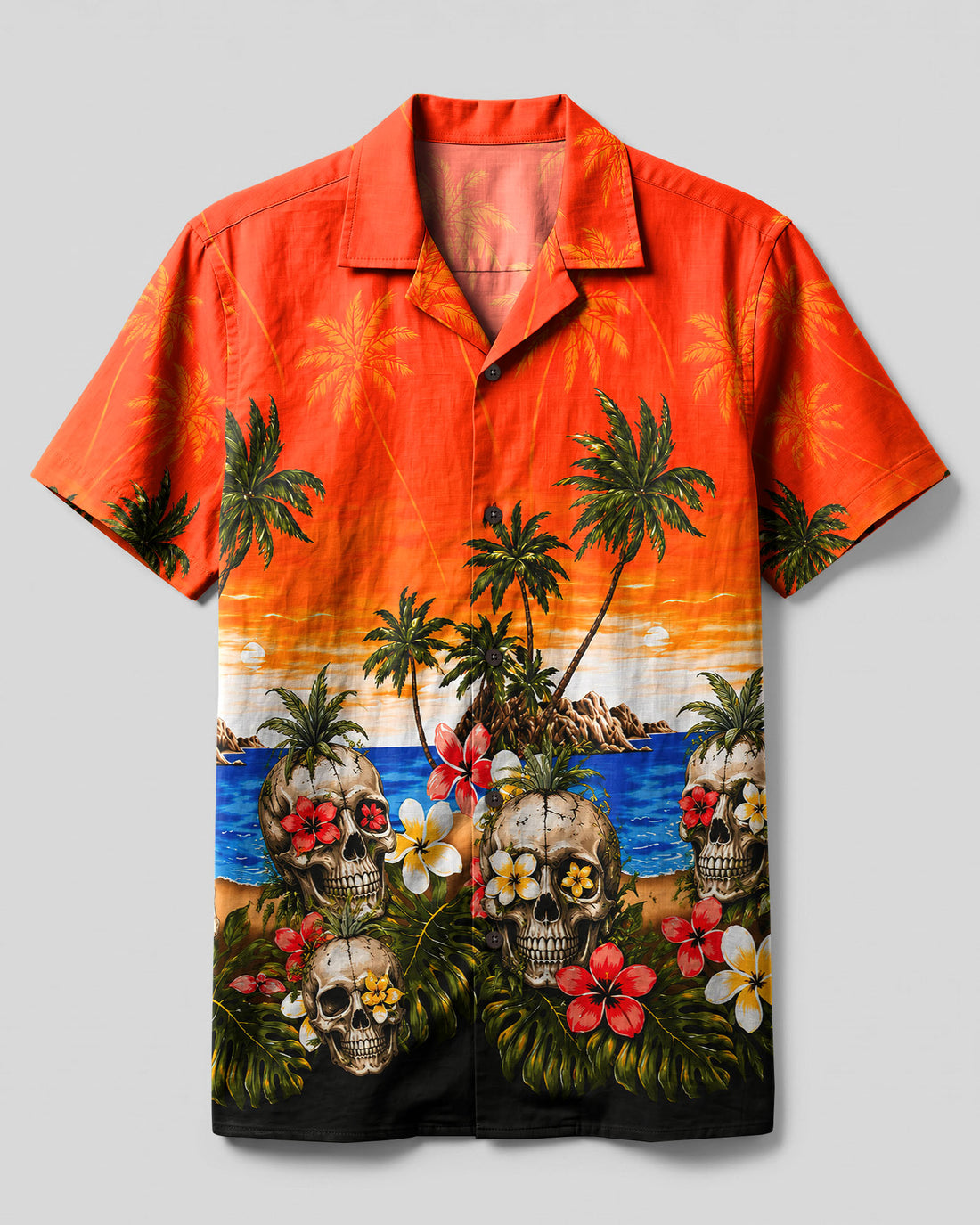 SKULL TROPICAL SUNSET CAMP SHIRT - TLNT0207263