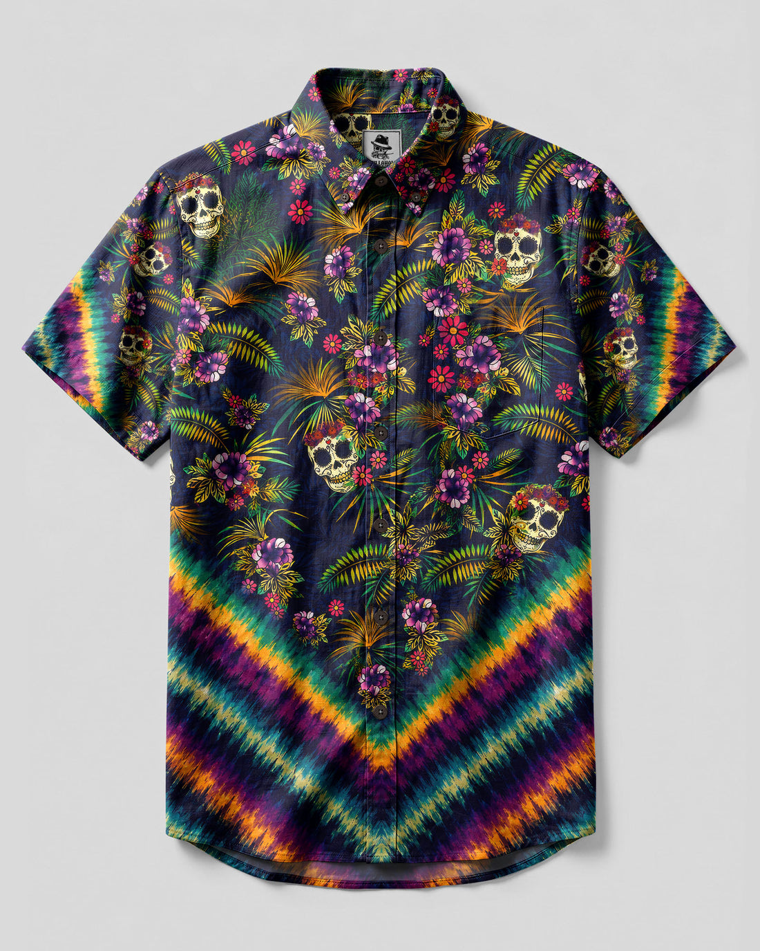 TROPICAL SUGAR SKULL BUTTON-DOWN COLLAR SHIRT - TLTW0207263