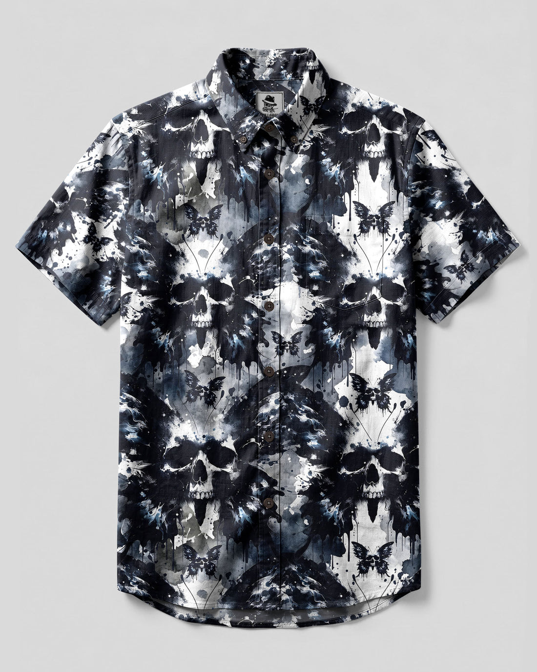 SKULL BUTTERFLY SHADOWS BUTTON-DOWN COLLAR SHIRT - TYPQ0607261