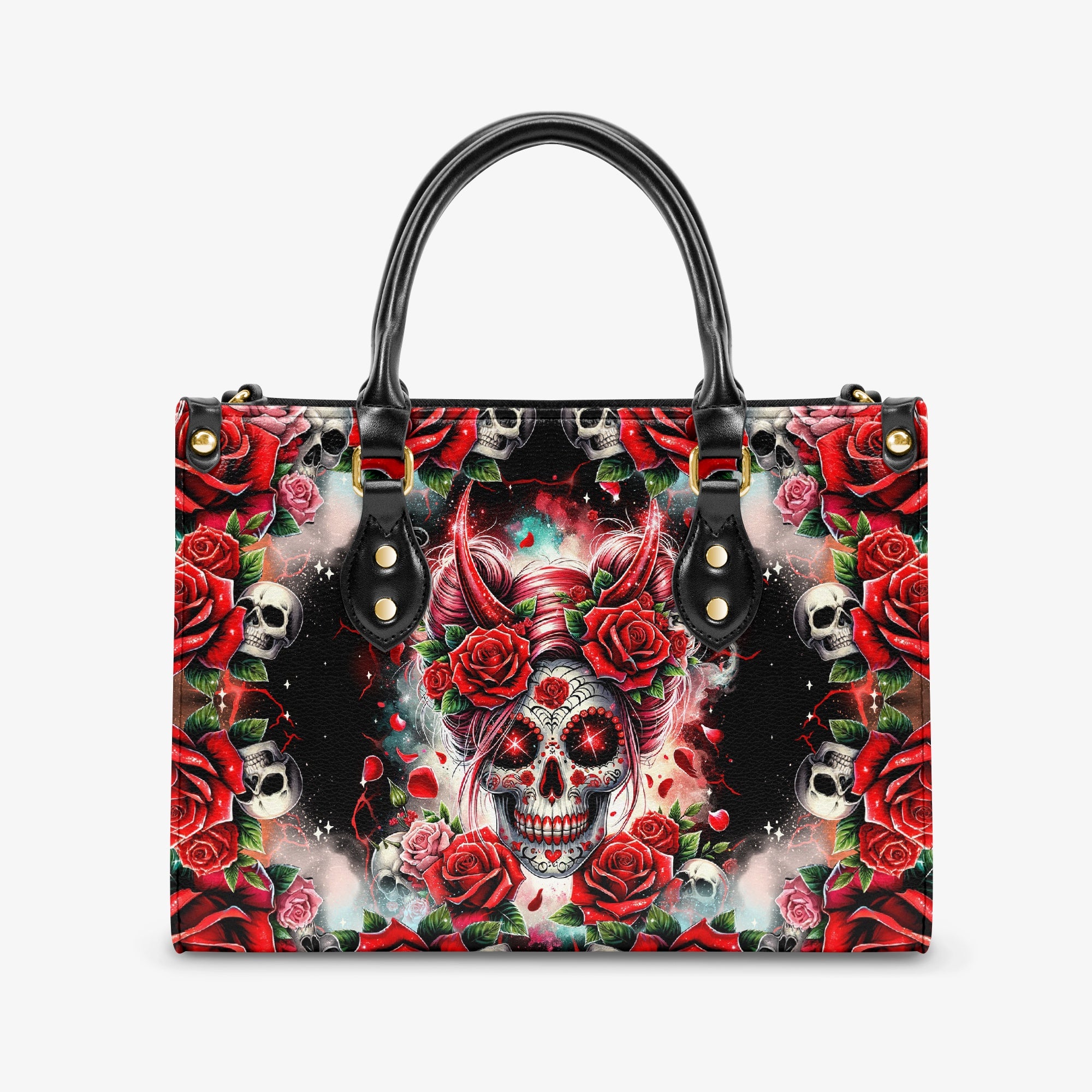 SKULL ROSES LEATHER HANDBAG - TYQY0304241