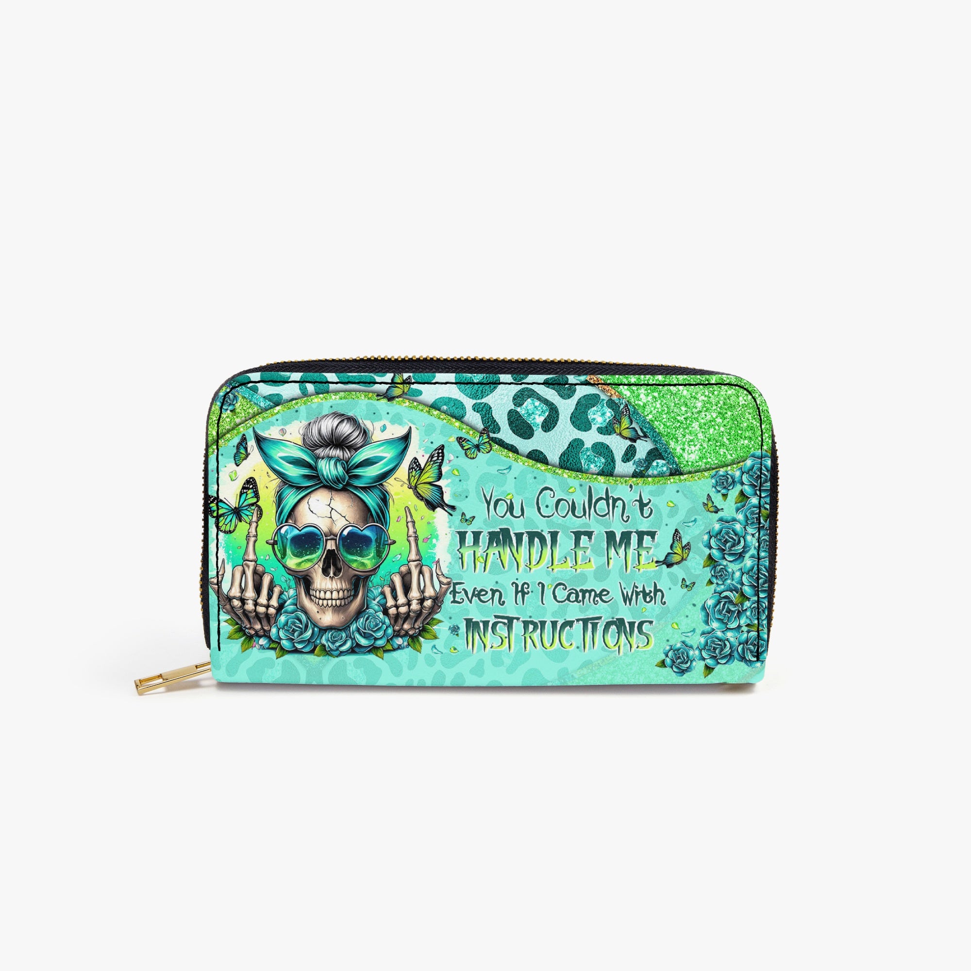 YOU COULDN'T HANDLE ME MESSY BUN TIE DYE ZIPPER LEATHER WALLET - TYTM1806243