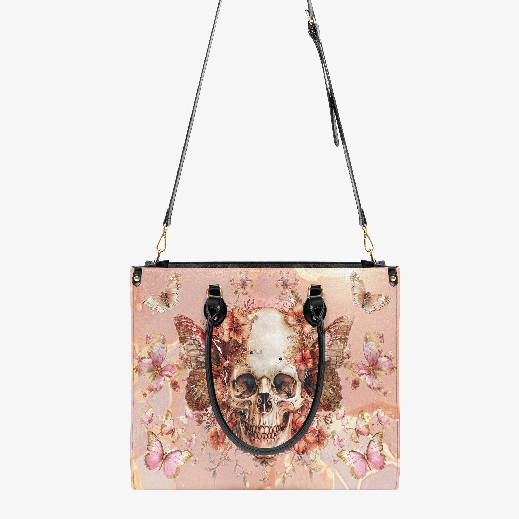 SKULL PINK GOLD LEATHER HANDBAG - TYHI0304241