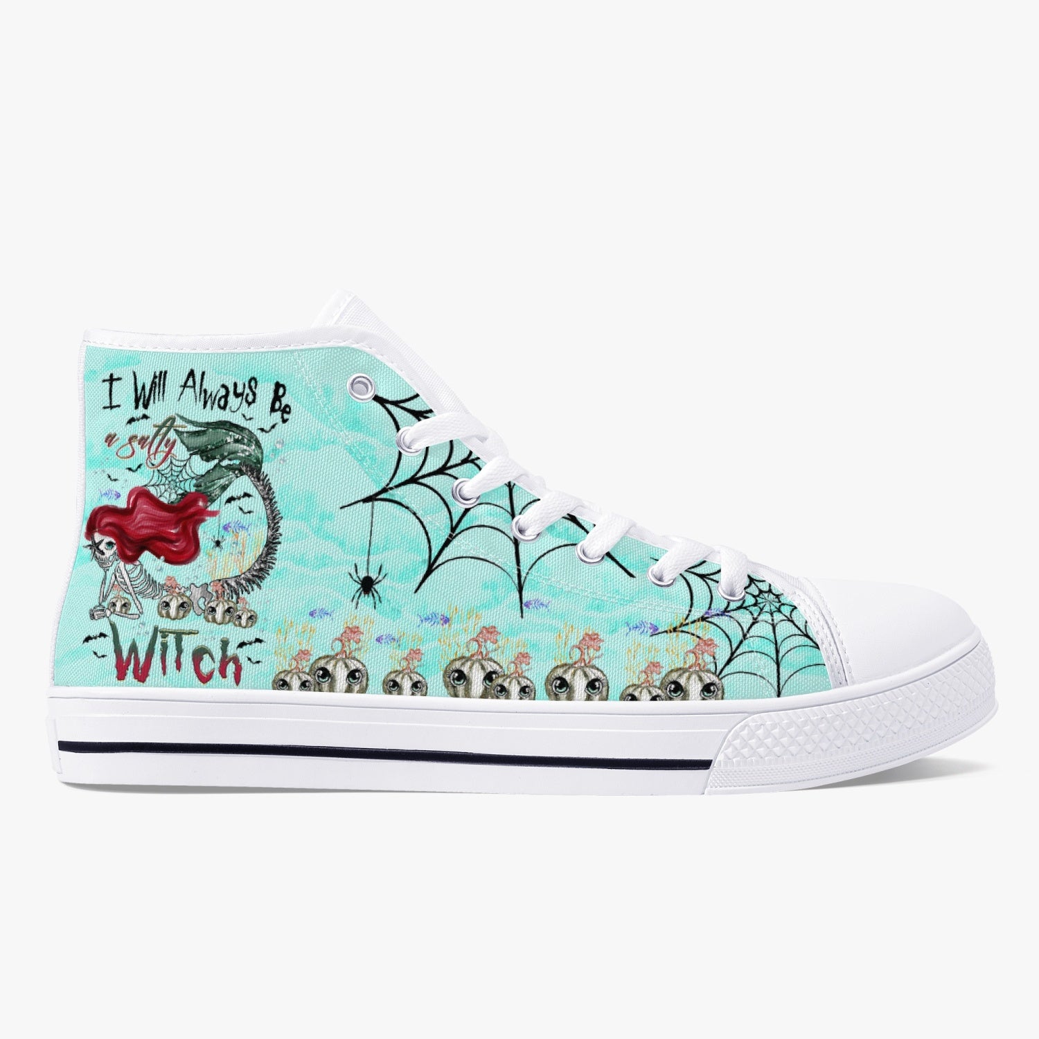 SALTY WITCH MERMAID HALLOWEEN HIGH TOP CANVAS SHOES - TLTR2808236