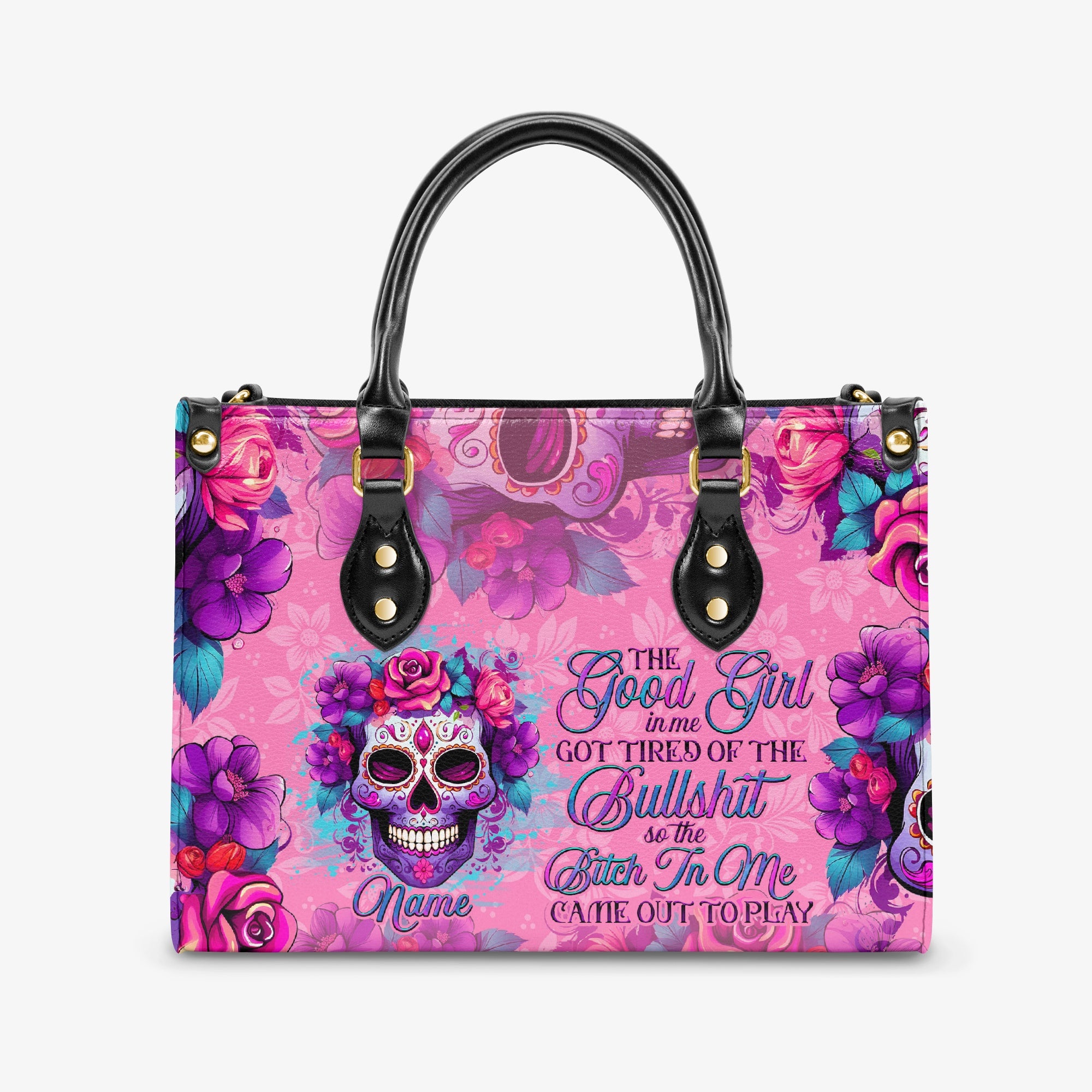 THE GOOD GIRL IN ME SUGAR SKULL LEATHER HANDBAG - TLNO2203241