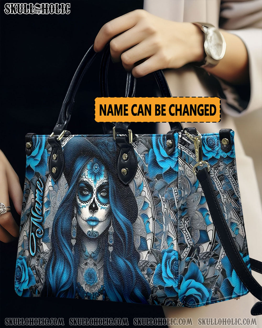 SUGAR SKULL LADY LEATHER HANDBAG - YHLN0412244