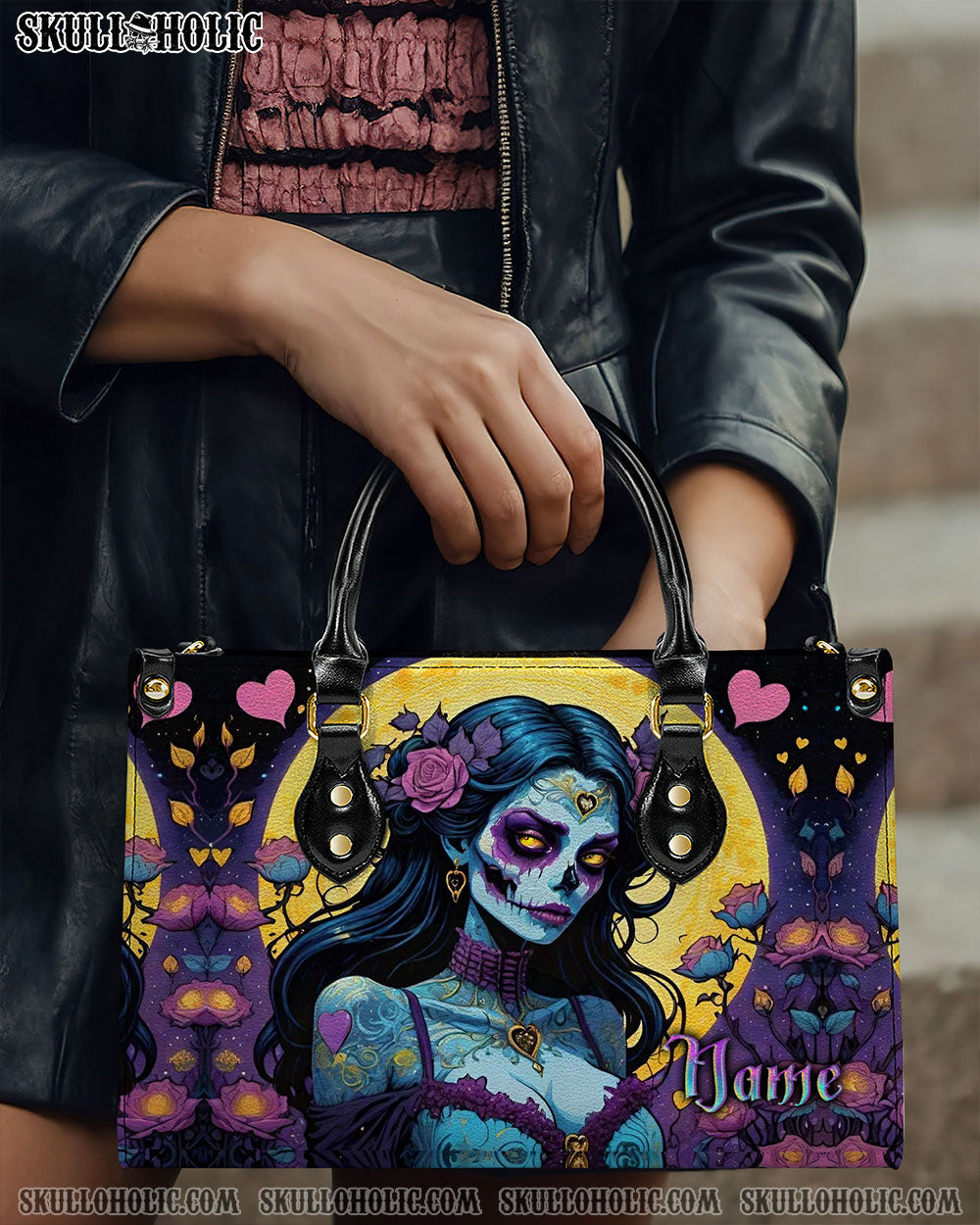 SUGAR SKULL LADY LEATHER HANDBAG - YHLT2012244