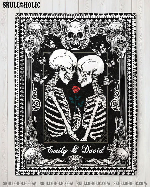 PERSONALIZED SKELETON COUPLE FLEECE BLANKET - YHDU1401254