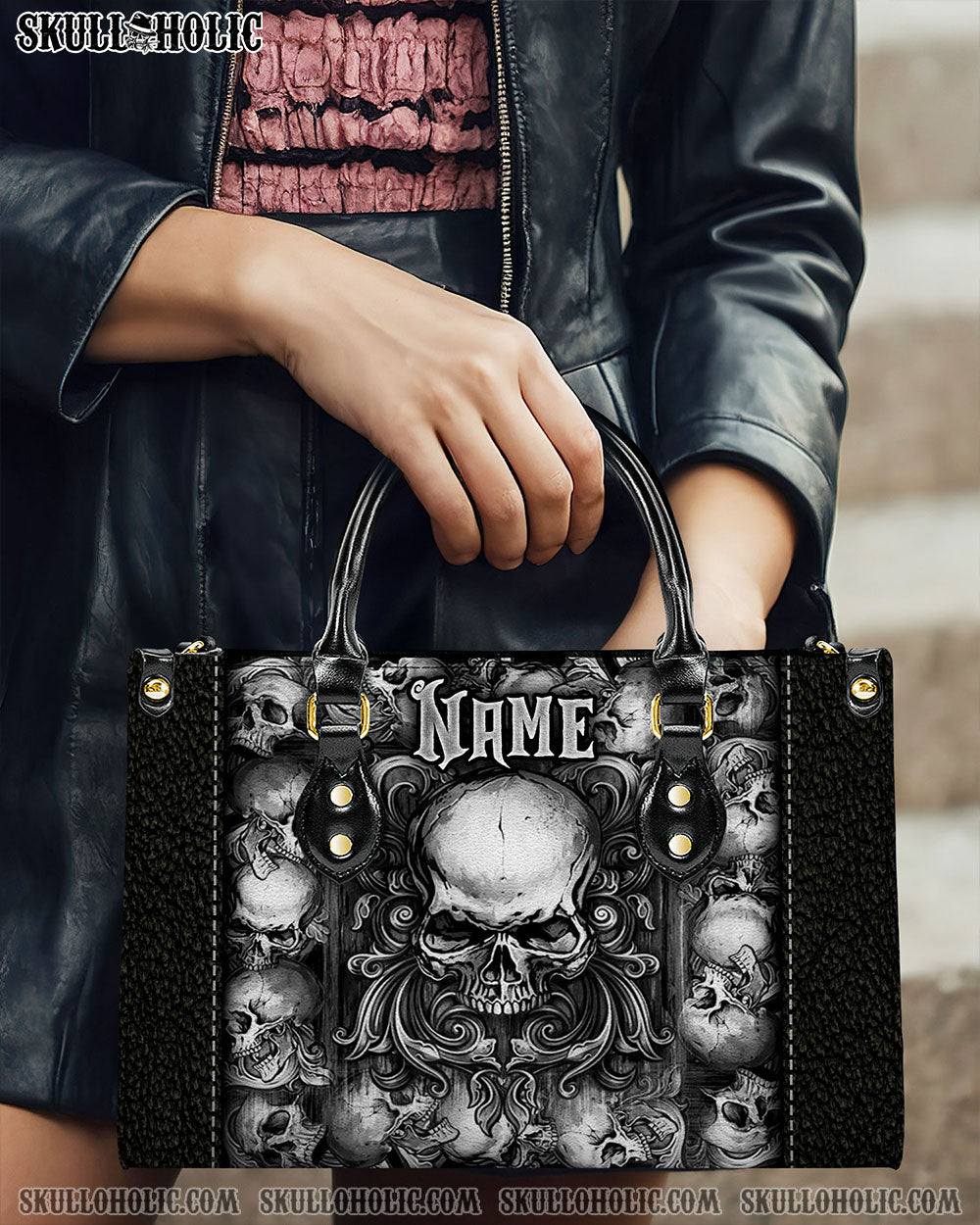 SKULL ART LEATHER HANDBAG - TLNZ3010244