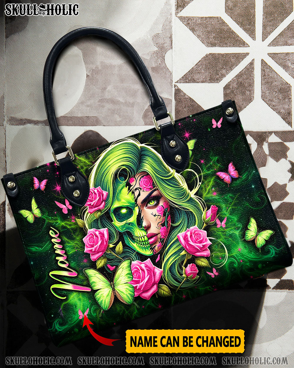 SKULL LADY ROSE LEATHER HANDBAG - YHLN1712245