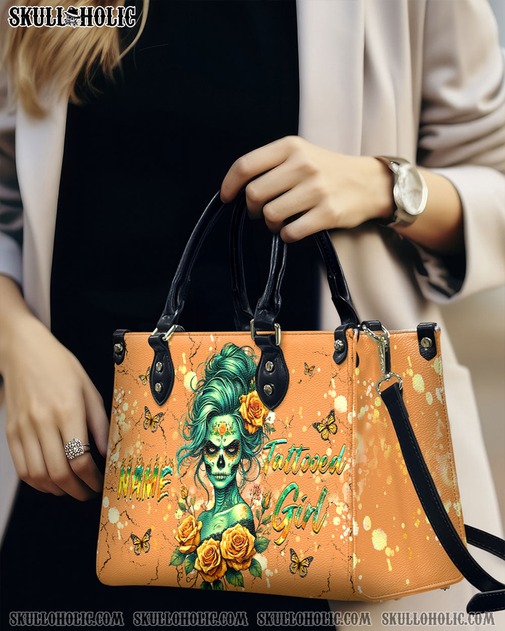 TATTOOED GIRL LEATHER HANDBAG - YHHG3012244