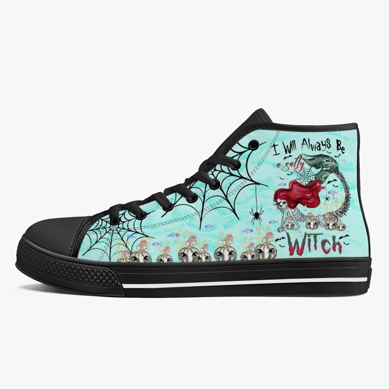 SALTY WITCH MERMAID HALLOWEEN HIGH TOP CANVAS SHOES - TLTR2808236