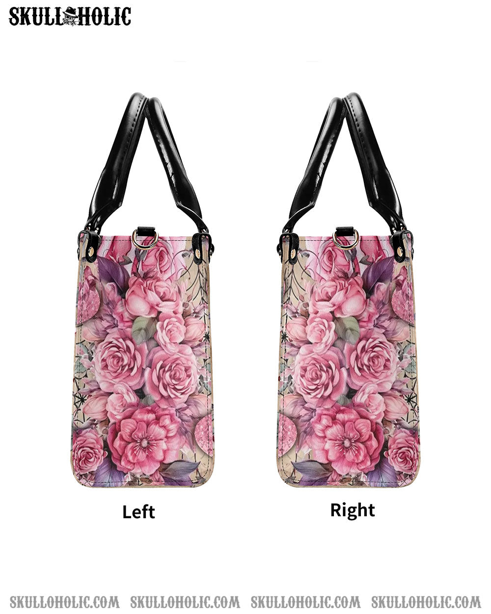 PINK ROSE SKULL LEATHER HANDBAG - YHHG1206244