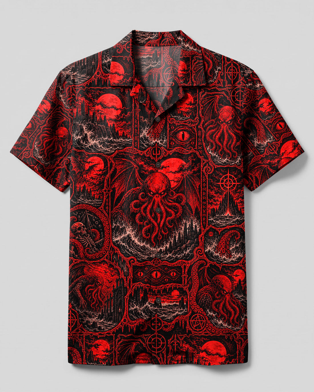 CRIMSON CTHULHU GOTHIC CAMP SHIRT - TLHN1709263