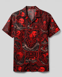 CRIMSON CTHULHU GOTHIC CAMP SHIRT - TLHN1709263