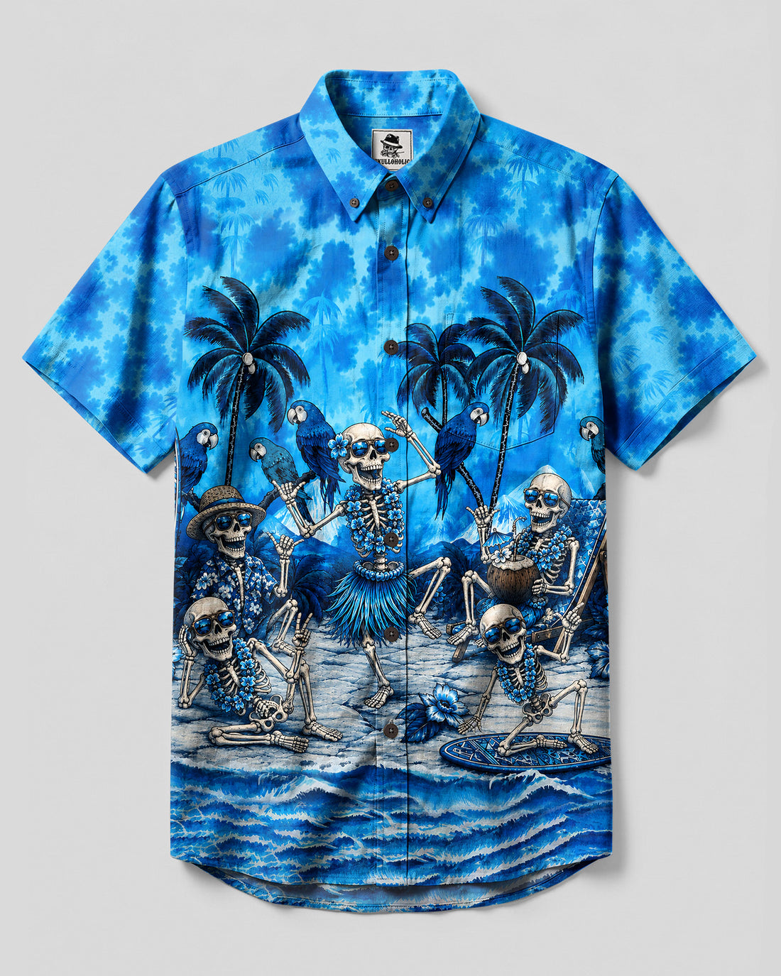 BEACH PARTY SKELETON BUTTON-DOWN COLLAR SHIRT - TLHN0508261