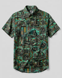 TRIBAL REAPER SKULL TRUCK BUTTON-DOWN COLLAR SHIRT - TLHN2608264