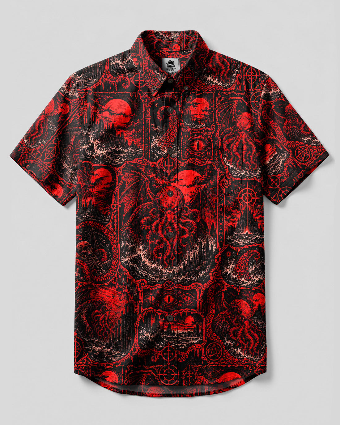 CRIMSON CTHULHU GOTHIC BUTTON-DOWN COLLAR SHIRT - TLHN1709262