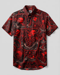 CRIMSON CTHULHU GOTHIC BUTTON-DOWN COLLAR SHIRT - TLHN1709262