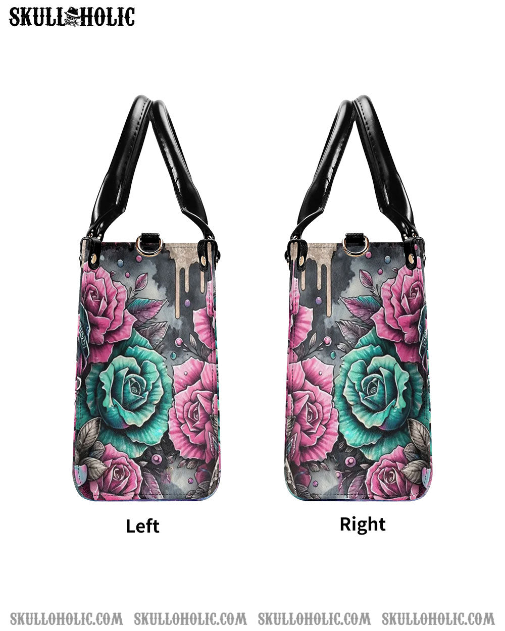 SKULL LADY ROSE LEATHER HANDBAG - YHLN1406242