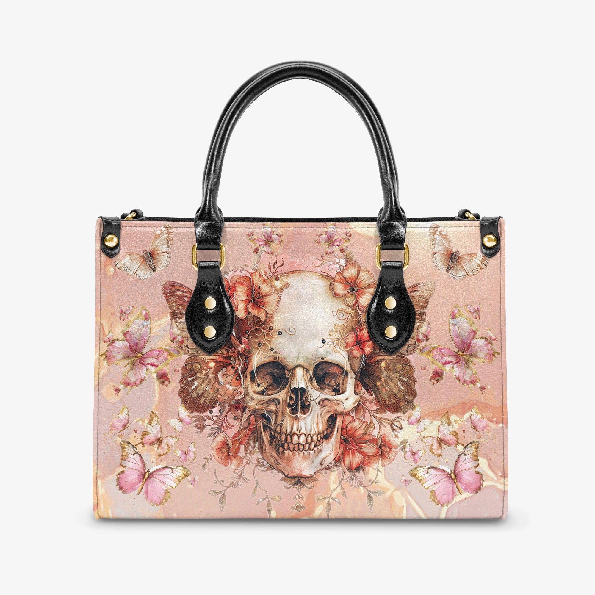 SKULL PINK GOLD LEATHER HANDBAG - TYHI0304241