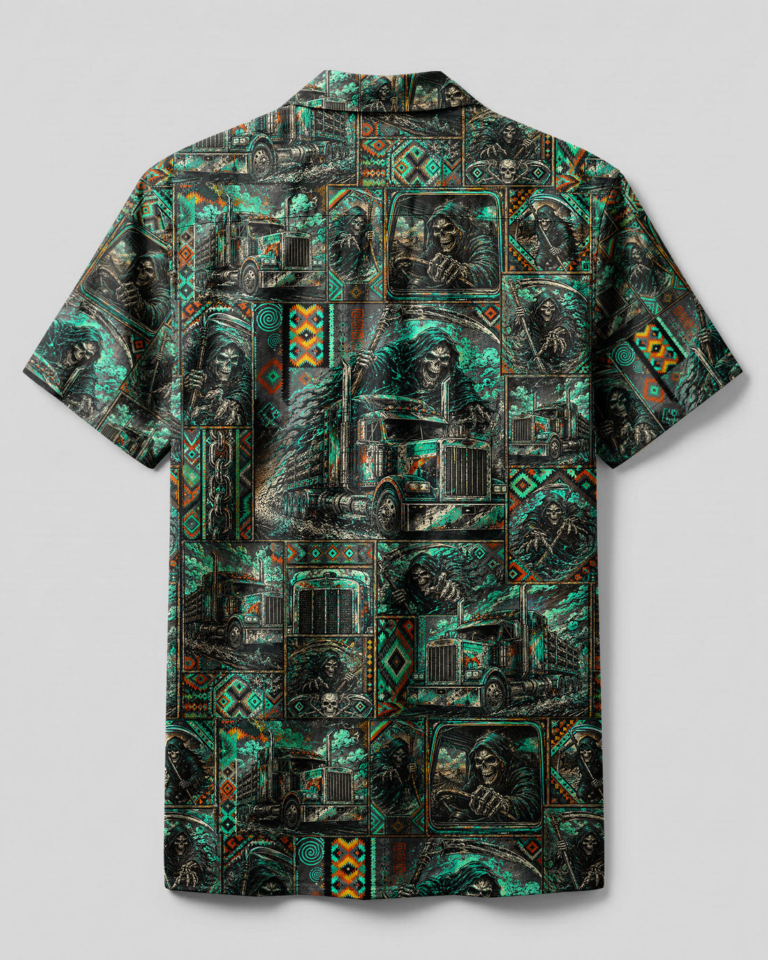 TRIBAL REAPER SKULL TRUCK CAMP SHIRT - TLHN2608265