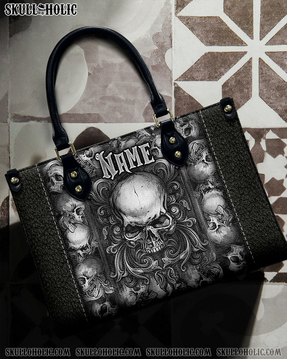 SKULL ART LEATHER HANDBAG - TLNZ3010244