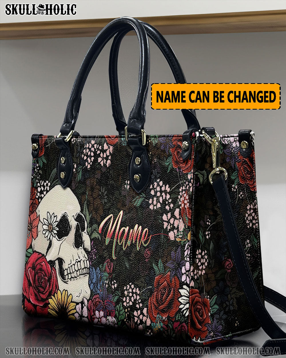 SKULL FLOWER LEATHER HANDBAG - YHLN2911244