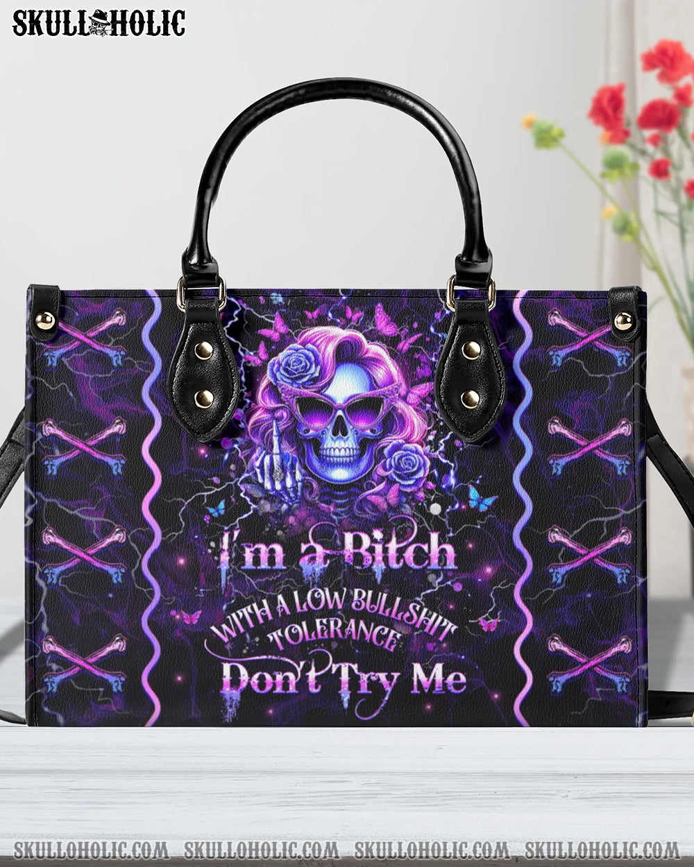 I'M A B DON'T TRY ME LEATHER HANDBAG - YHHG1907243