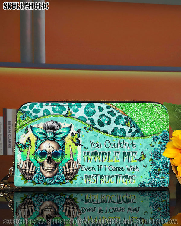 YOU COULDN'T HANDLE ME MESSY BUN TIE DYE ZIPPER LEATHER WALLET - TYTM1806243