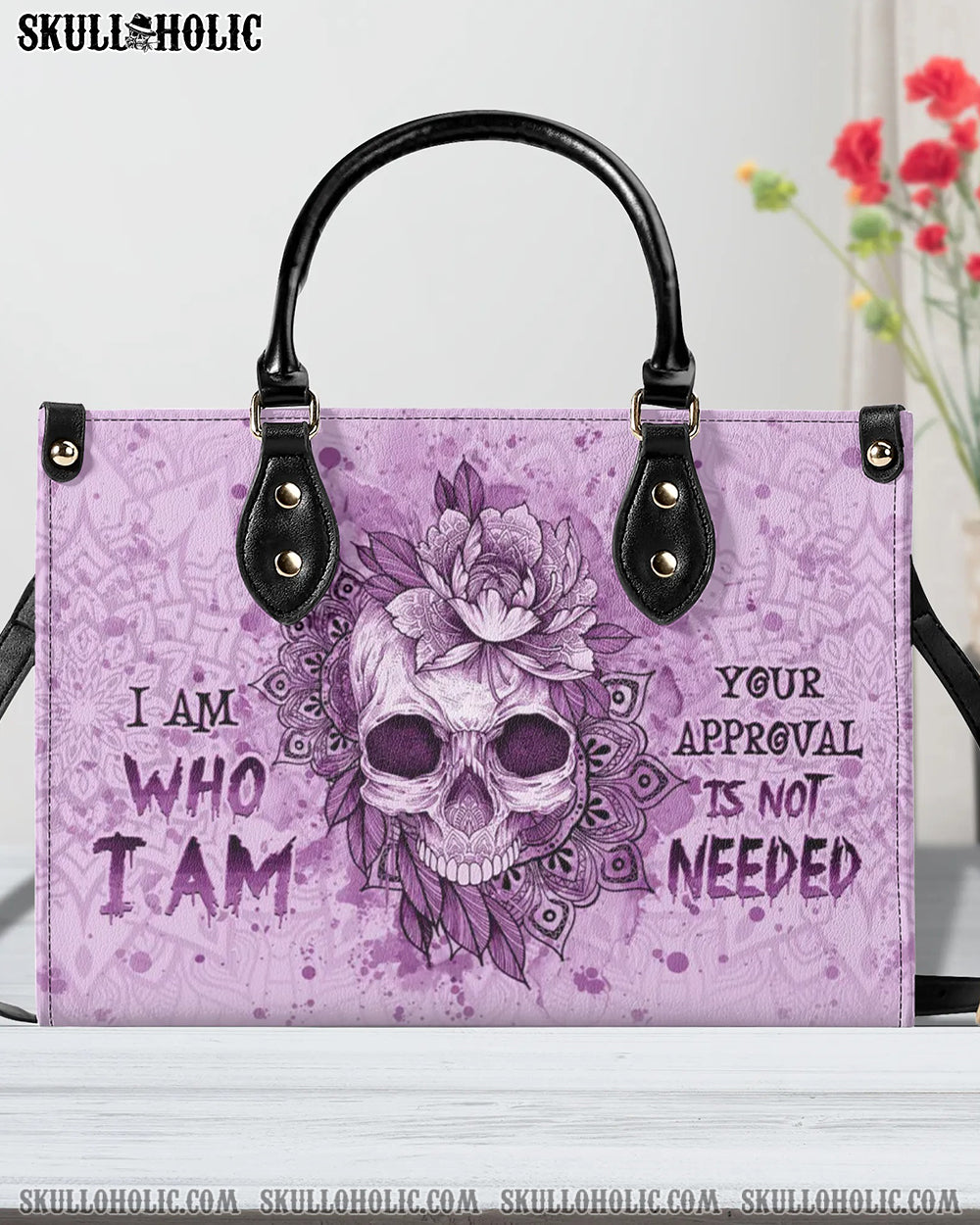 I AM WHO I AM SKULL LEATHER HANDBAG - YHHG1408244