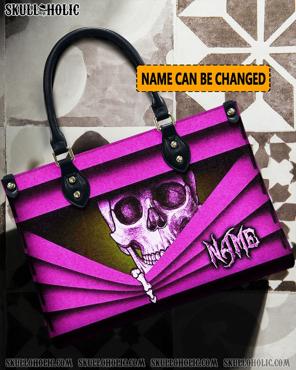 PINK SKULL LEATHER HANDBAG - YHLN0612244