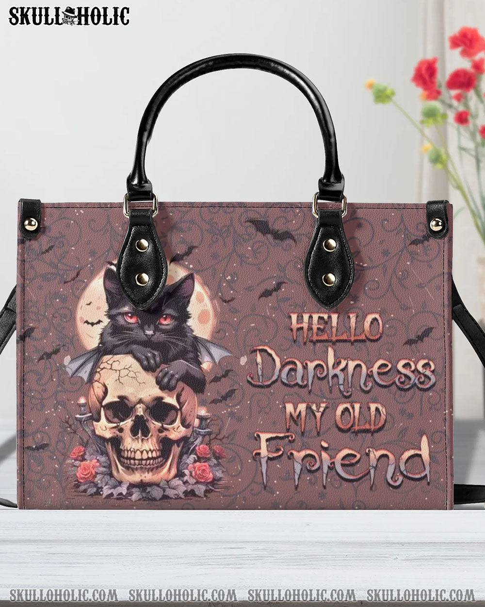 HELLO DARKNESS MY OLD FRIEND HALLOWEEN LEATHER HANDBAG - YHHN2608244