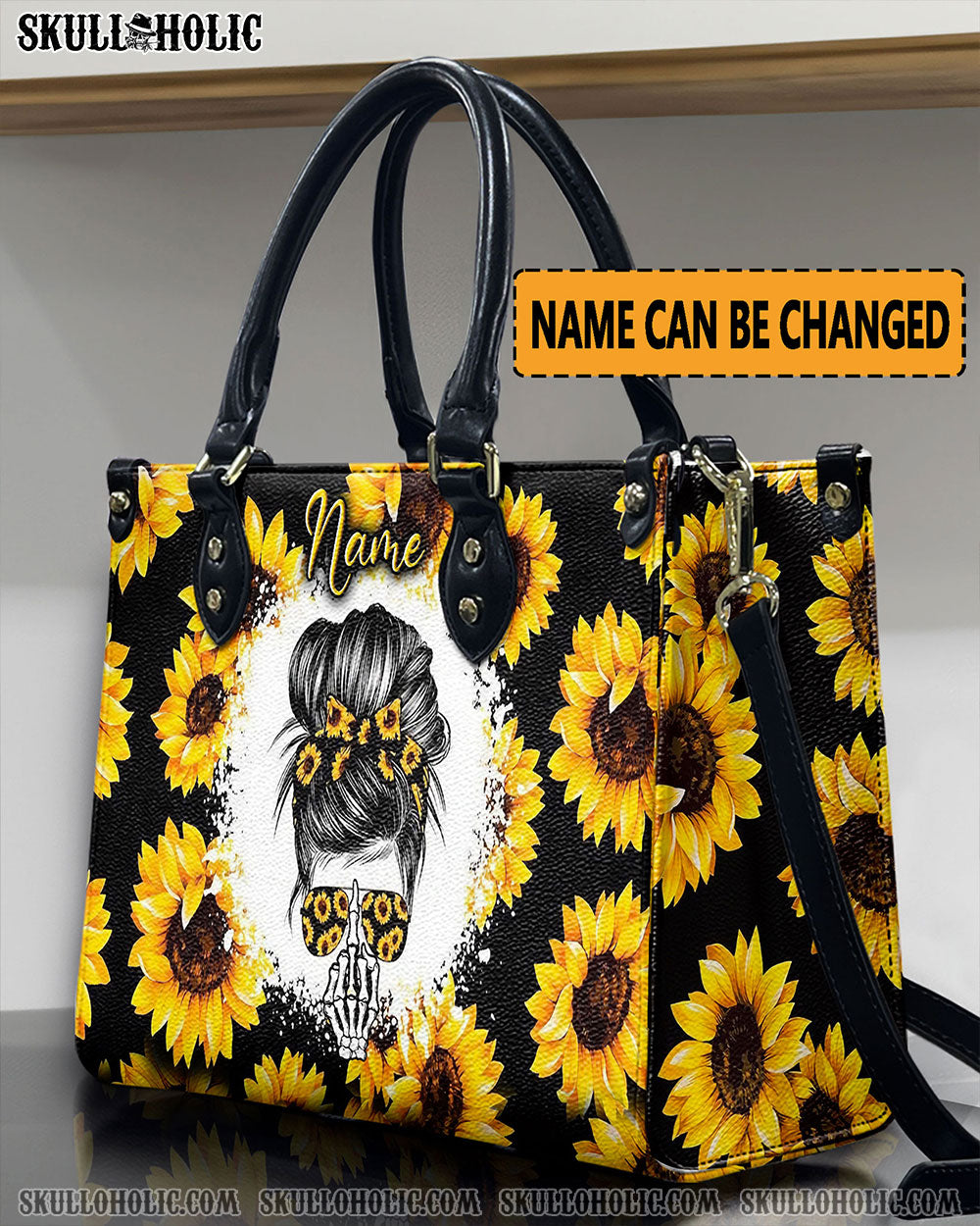 MESSYBUN SKULL SUNFLOWER LEATHER HANDBAG - YHLN2111244