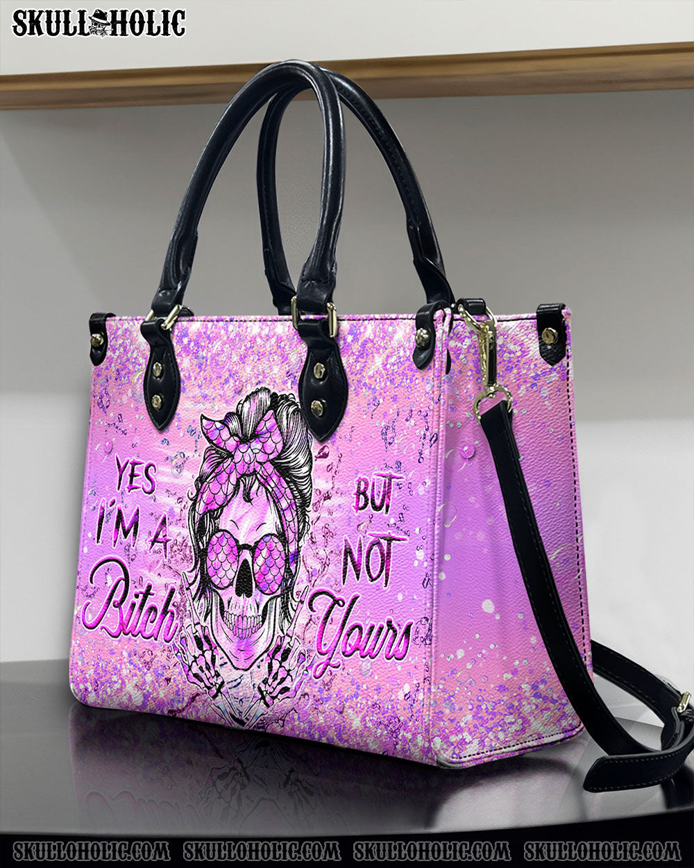 YES I'M A B BUT NOT YOURS LEATHER HANDBAG - YHHN0307244