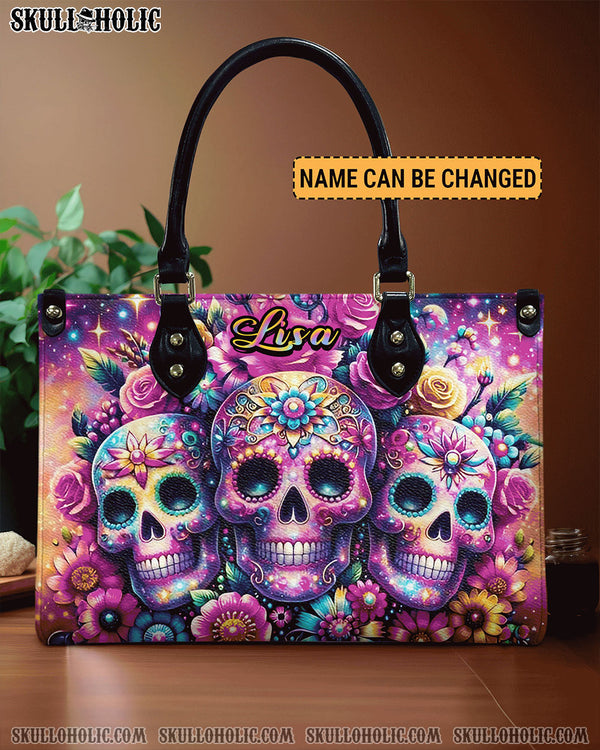 THREE SUGAR SKULLS LEATHER HANDBAG - YHHN2907244