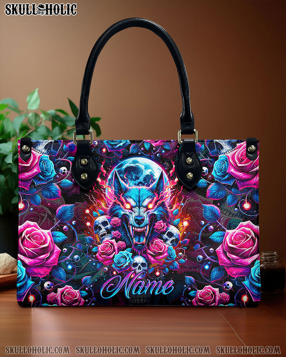 SKULL WOLF LEATHER HANDBAG - TLNO1206243